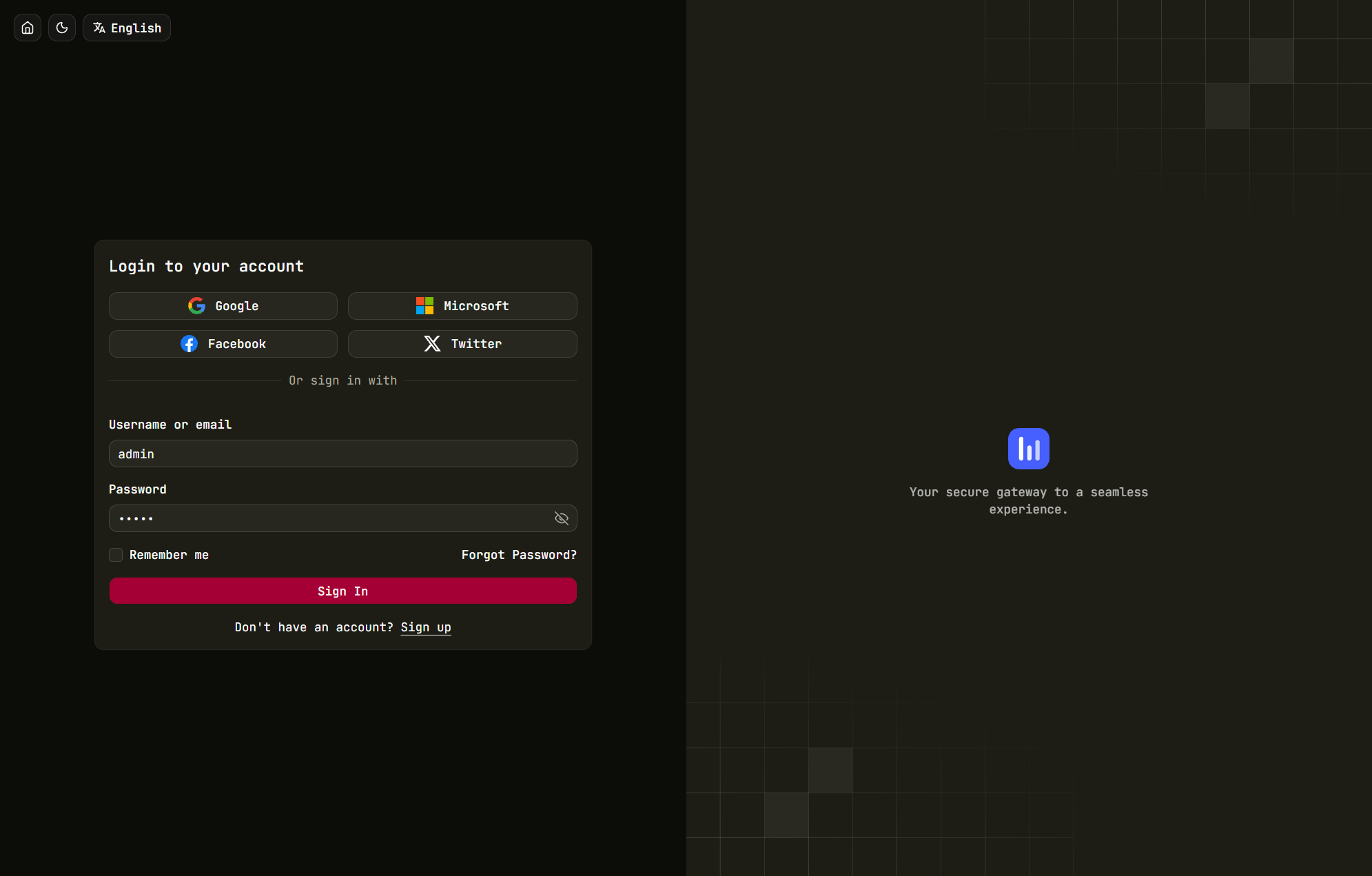 A sign-in page set entirely in a monospace face
